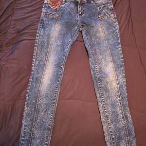 Trendy Blue Acid Wash Skinny Jeans